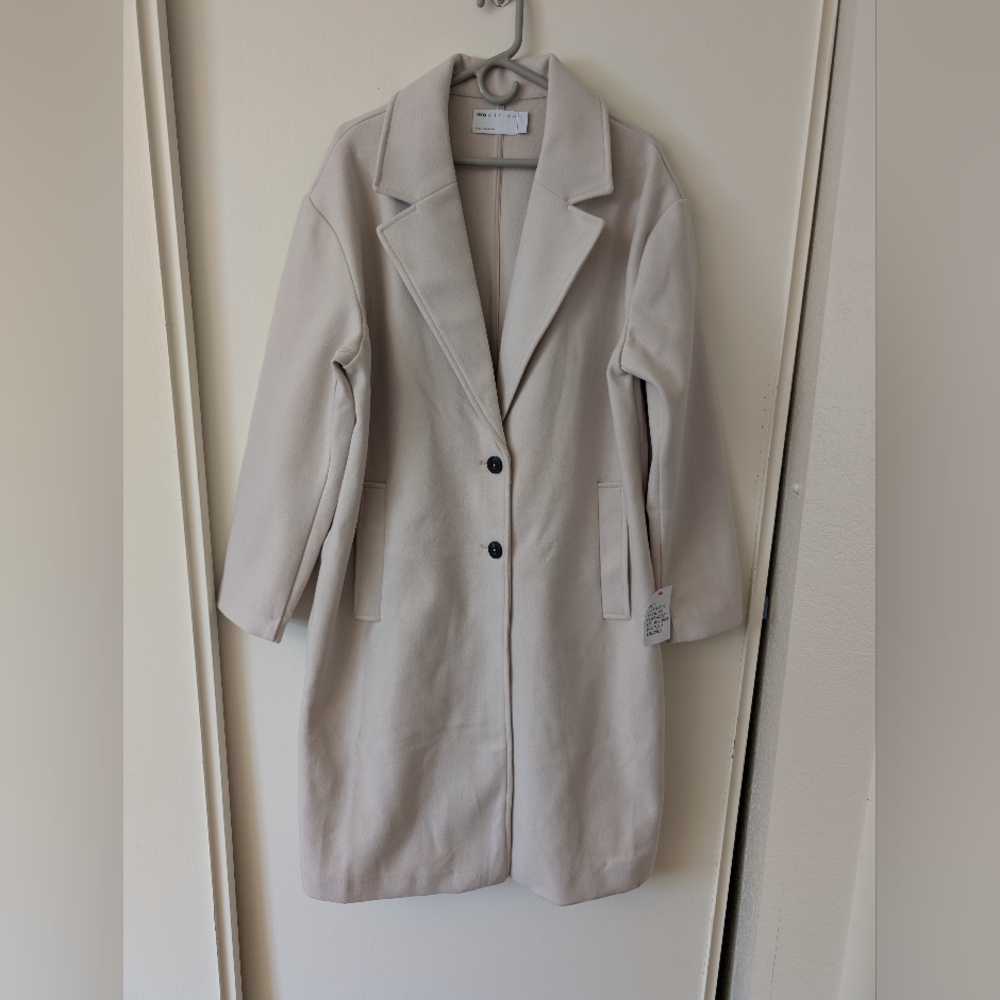 ASOS Cream Single-Breasted Trench Coat